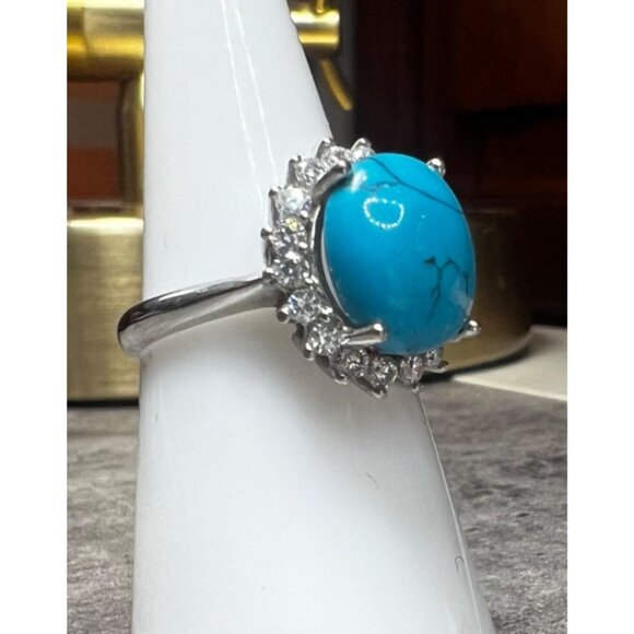 Turquoise stone ring on 925 sterling silver, size 6 - Picture 6 of 8